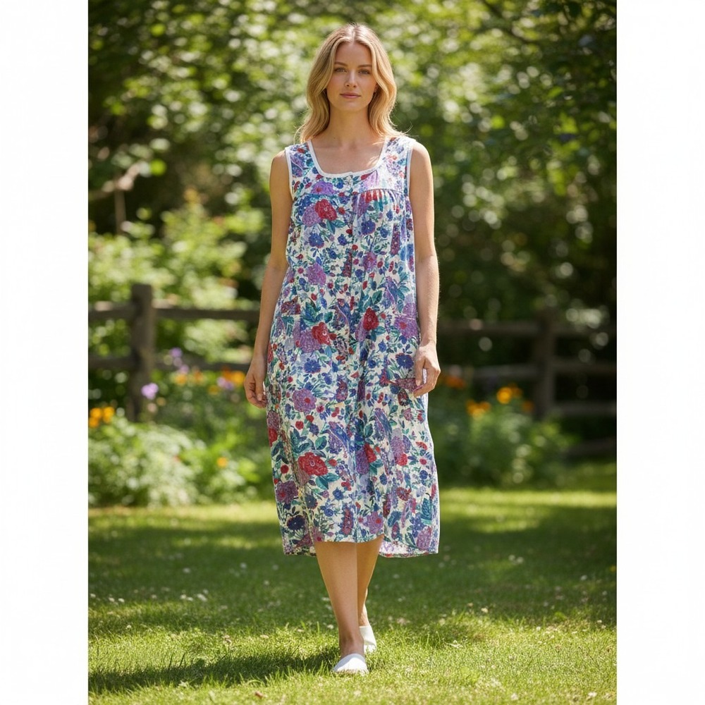 Spotlight Floral Paisley Muumuu Midi Dress Medium House Coat